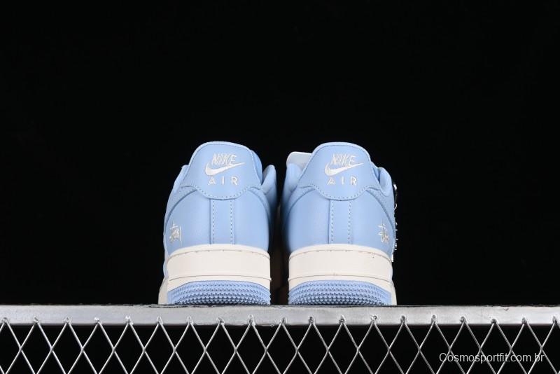 Nike Air Force 1 '07 Low Stussy Collaboration - Sky Blue Low-Top Casual Sneakers - BB9599-201