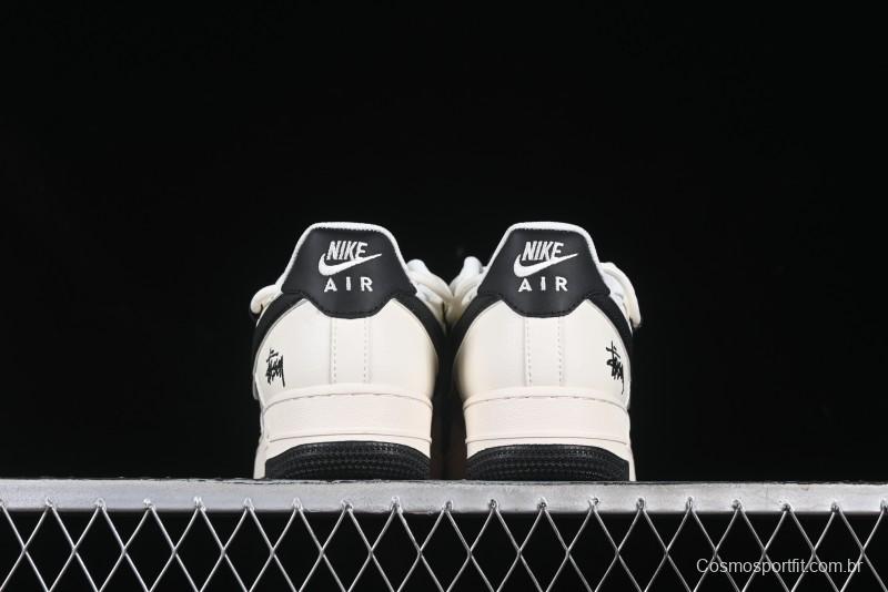 Nike Air Force 1 '07 Low Stussy Collaboration Beige Black Drawstring Casual Sneakers - SJ1198-109